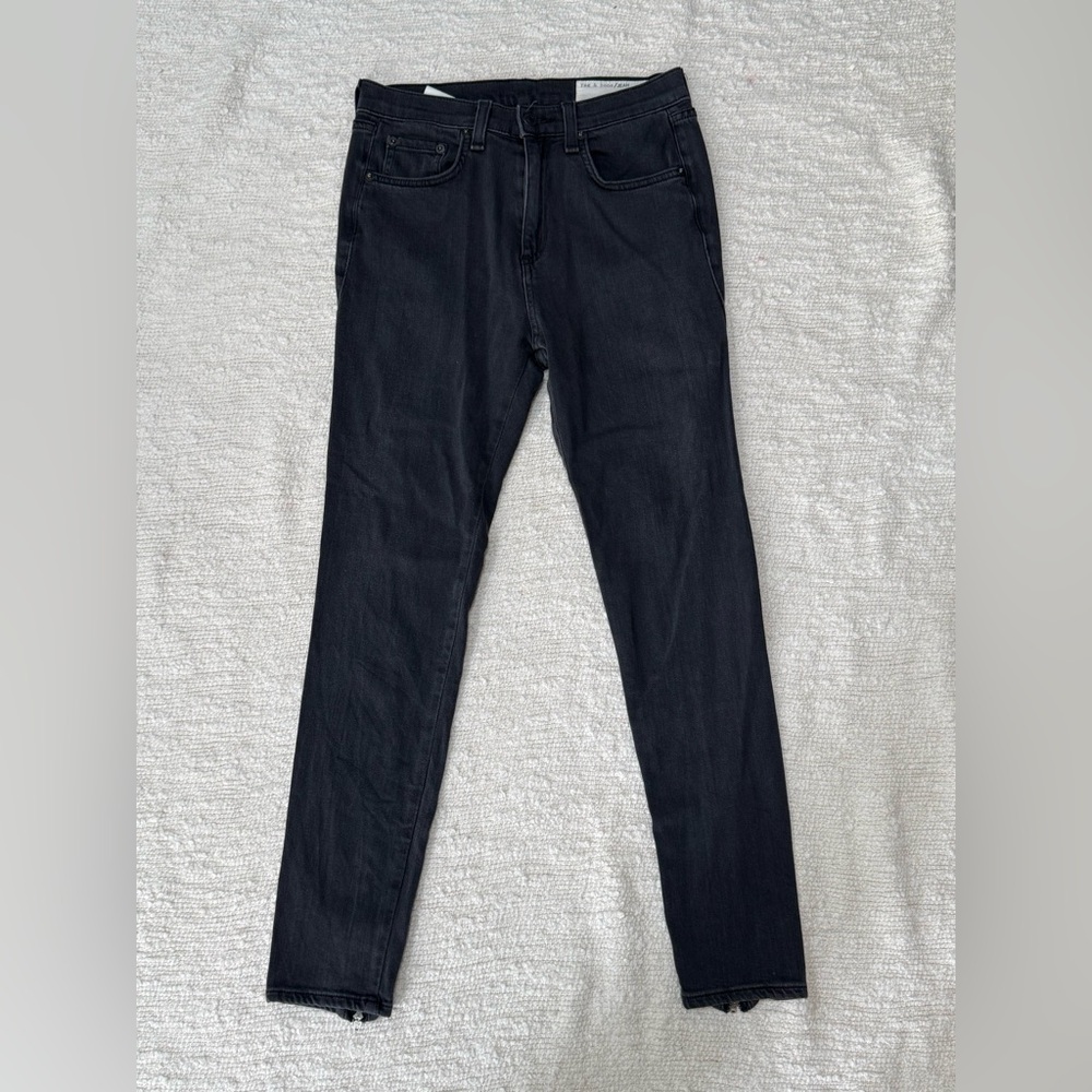 Rag & Bone Black Stretchy Skinny Jeans Zip-Ankles Size 26